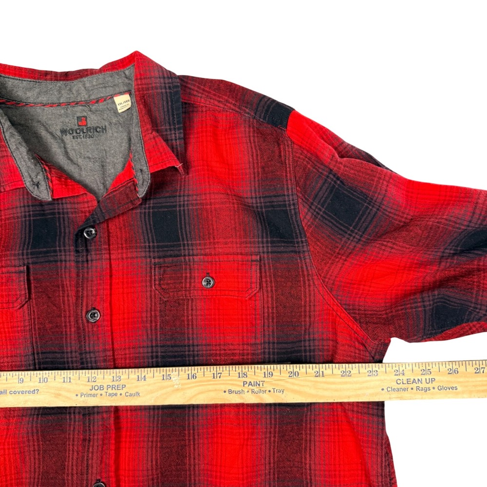 Woolrich Mens XXL Red Black Buffalo Plaid Flannel Long Sleeve Button Down Shirt - Picture 6 of 6
